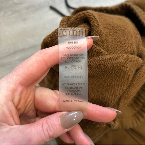 NWOT The Set Men’s Brown Tan Front Tie Side Pocket Jogger Sweatpants Size Small - Picture 5 of 6